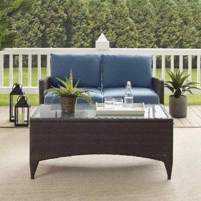 Kiawah 2pc Wicker Patio Seating Set - Blue - Crosley - Image 5