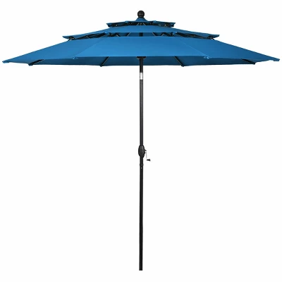 Tangkula Patio Market 10ft 3 Tier Umbrella Double Vented Aluminum Sunshade Shelter - Image 5