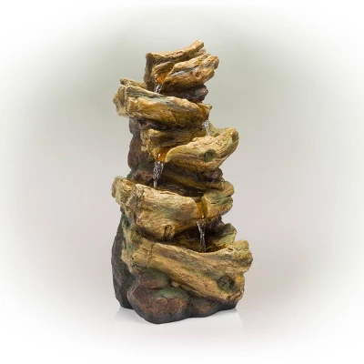4 Tier Tree Trunk Log Fountain Brown/Gray - Alpine Corporation - Image 3