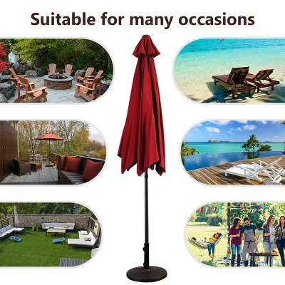 Costway 9FT Patio Umbrella Patio Market Steel Tilt W/ Crank Outdoor Yard Garden Burgundy - Image 7