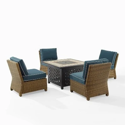 Bradenton 5pc Outdoor Wicker Armless Chair & Fire Table Set - Crosley - Image 7