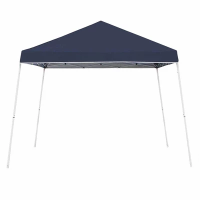 Z-Shade Angled Leg Canopy Tent With Push Button Locking System And 4 Pack Of 5 Pound Plastic Concrete Filled Leg Weight Plates, Navy