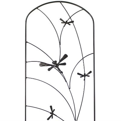 Sunnydaze Decorative Steel Metal Dragonfly Delight Design Garden Trellis - 55.75" H - Black - 2-Pack - Image 3