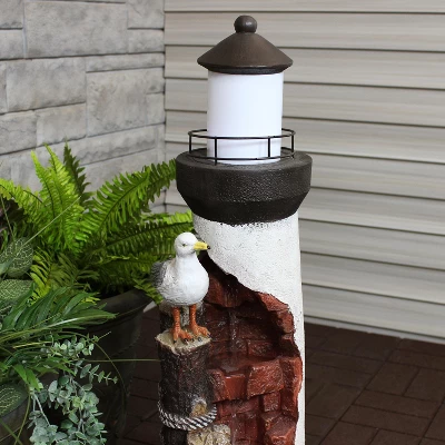 Sunnydaze Decor Sunnydaze 36"H Electric Polyresin Gull's Cove Lighthouse Outdoor Water Fountain With LED Light - Image 11