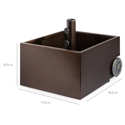 Best Choice Products Portable Steel Umbrella Base Stand For Patio, Up To 150 Lbs W/ Fillable Planter, Drainage, Wheels - Image 6