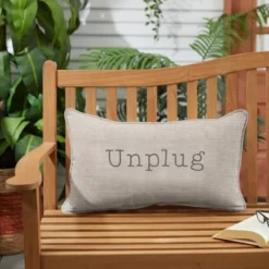 Indoor/Outdoor Unplug Embroidered Lumbar Throw Pillow - Sorra Home