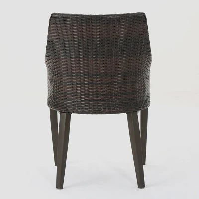 Hillhurst 2pk Wicker Dining Chairs - Brown/Light Brown - Christopher Knight Home - Image 2