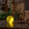 7" Textured Glass Gazing Globe With LED Lights Yellow - Alpine Corporation