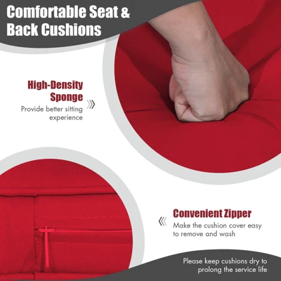 Tangkula Outdoor Porch Swing Bench, Patio Wicker Hanging Swing With Rustproof Chains & Comfortable Cushions Off White/Turquoise/Red/Black - Image 9