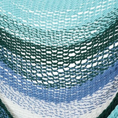 Sunnydaze Decor Sunnydaze Polyester Rope Hanging Caribbean-Style Hammock Chair Swing For Patio, Porch, Or Yard - Lagoon Stripes - Image 3