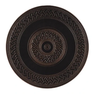 5pc Outdoor Dining Set With 34" Aluminum Round Weave Design Fire Table, Deep Seating Swivel Rocking Chairs & Covers - Oakland Living - Image 4