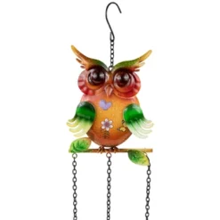 Northlight 10" Green Metal Owl Outdoor Garden Windchime