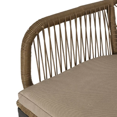 Russel 3pc Outdoor Wicker 2 Seater Chat Set - Light Brown/Beige - Christopher Knight Home - Image 9