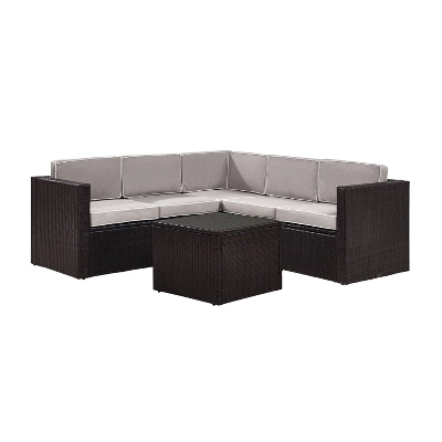 Palm Harbor 6pc Outdoor Wicker Sectional Set - Gray - Crosley - Image 4