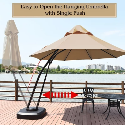 Costway 11FT Outdoor Cantilever Offset Hanging Umbrella W/ Base Wheel - Image 9