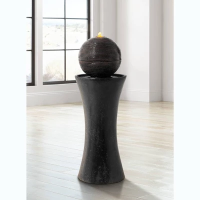 John Timberland Dark Sphere Modern Zen Bubbler Pillar Outdoor Floor Water Fountain With LED Light 30" For Yard Garden Patio Home Deck Porch Exterior - Image 6