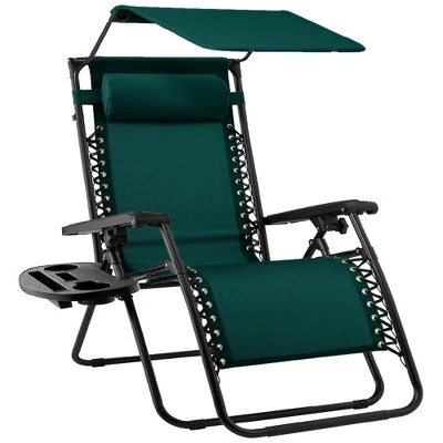 Best Choice Products Folding Zero Gravity Recliner Patio Lounge Chair W/ Canopy Shade, Headrest, Tray - Image 17