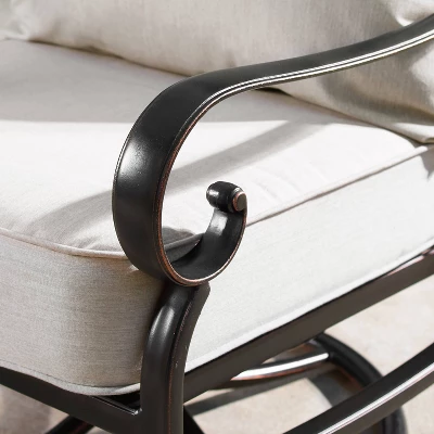 5pc Set With 44" Outdoor Aluminum Round Fire Table & 4 Deep Seating Swivel Rocking Chairs & Wind Blocker Lid - Oakland Living - Image 13