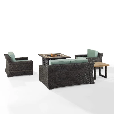 Beaufort 5 Pc Outdoor Wicker Conversation Set - Crosley - Image 2