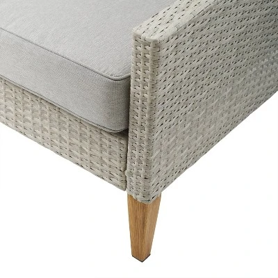 Capella Outdoor Wicker 3 Pc Sofa And Two Chair Set - Gray/Acorn - Crosley - Image 8