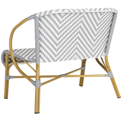 Dandra Herringbone Rattan Settee - Grey/White - Safavieh - Image 5