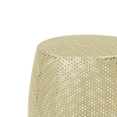 Modern Gold Drum-Style Outdoor End Table, Accent Table For Patio Or Indoor Use, Round Hollow Patio Side Table -Christopher Knight Home - Image 5