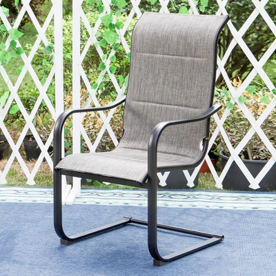 7pc Patio Set With Steel Table With 1.57" Umbrella Hole & Padded Sling C-Spring Arm Chairs - Captiva Designs - Image 12