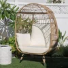 Barton Oversized Egg Style Wicker Chair W/Canopy & 4 Cushions Outdoor