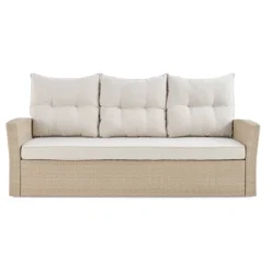 All-Weather Wicker Canaan Outdoor Sofa With Cushions Brown - Alaterre Furniture