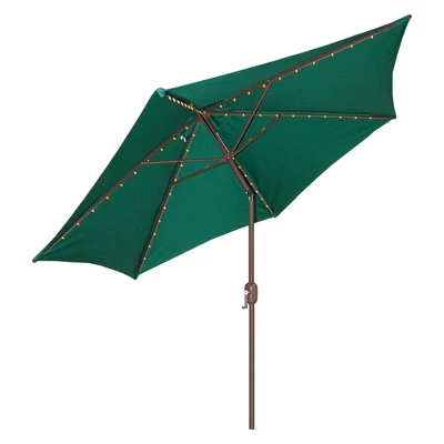 9' X 9' Round Lighted Patio Umbrella - Green