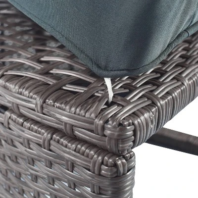 2pc Outdoor Wicker Conversation Sectional Set With Cushions & Half-Moon Side Table For Umbrella - Gray - GODEER - Image 13