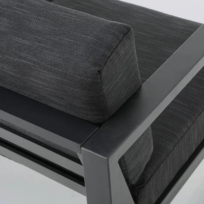 Navan 12pc Aluminum Sectional Sofa Seating Set Black/Dark Gray - Christopher Knight Home - Image 2