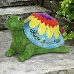 6.5" Resin Colorful Garden Turtle Statue - Exhart