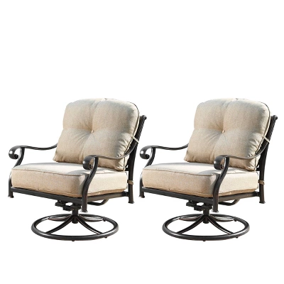 Oakland Living 5pc Deep Seating Swivel Aluminum Outdoor Patio Fire Pit Dining Set Copper - Image 10