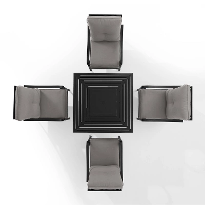 5pc Dahlia Outdoor Steel Fire Pit Set Taupe/Matte Black - Crosley - Image 8