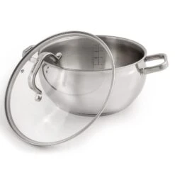 BergHOFF Belly Shape 18/10 Stainless Steel 9.5" Stockpot With Glass Lid 5.5Qt.