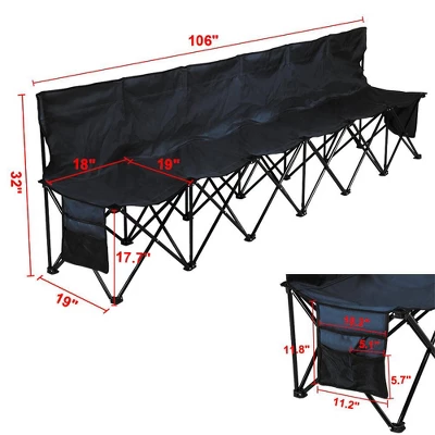 Yaheetech 6 Seats Portable Folding Bench For Sports Camping - Image 2