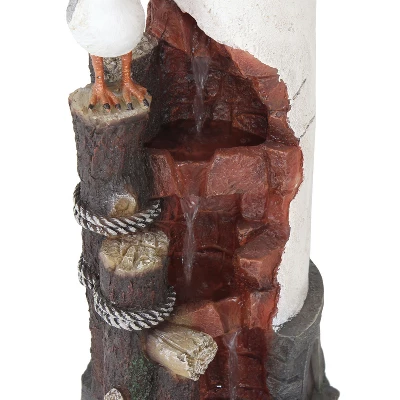 Sunnydaze Decor Sunnydaze 36"H Electric Polyresin Gull's Cove Lighthouse Outdoor Water Fountain With LED Light - Image 6