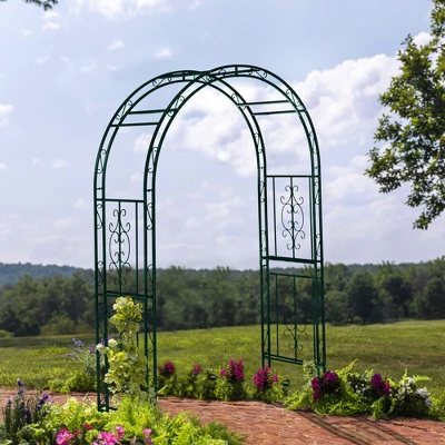 Evergreen Montebello Iron Garden Arbor, Forest Green- 53 X 84 X 23 Inches Fade And Weather Resistant Outdoor Decor - Image 2