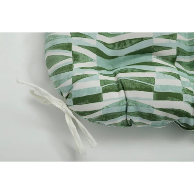 Set Of 2 Outdoor/Indoor Deluxe Tufted Chair Pads Nevis Waves - Pillow Perfec - Image 2