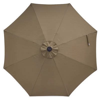 9' X 9' Solar LED Patio Umbrella With Tilt Adjustment And Crank Lift Brown - Wellfor - Image 4