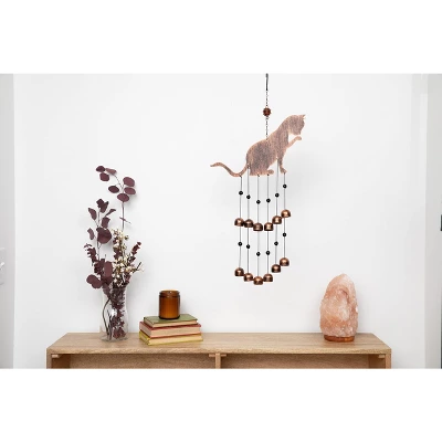 VP Home 20" H Iron Fancy Cat Wind Chimes For Outside, Brown - Image 4