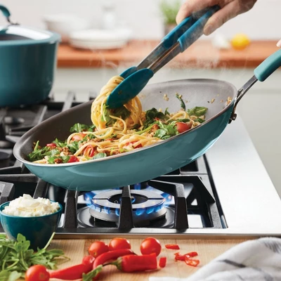 Rachael Ray Cook + Create Aluminum Nonstick Frying Pan 12.5" Agave Blue - Image 3