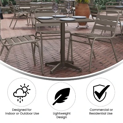 Emma And Oliver 27.5'' Square Aluminum Indoor-Outdoor Table Set With 4 Slat Back Chairs - Image 7