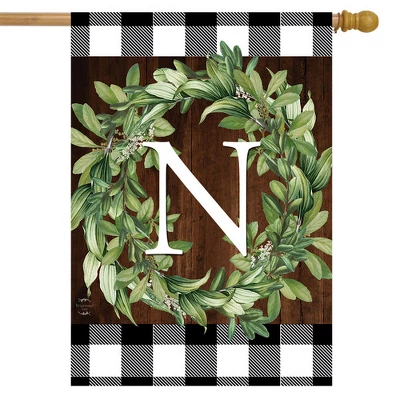 Wreath Monogram N Double-Sided House Flag Everyday 28" X 40" Briarwood Lane