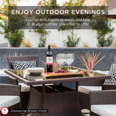 Best Choice Products 5-Piece Indoor Outdoor Wicker Patio Dining Table Furniture Set W/ Umbrella Cutout, 4 Chairs - Image 5