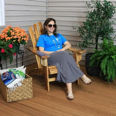 Sunnydaze Decor Sunnydaze Outdoor Natural Fir Wood Rustic Lounge Backyard Patio Adirondack Chair - Light Charred Finish - Image 4