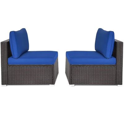 Costway 2PCS Patio Rattan Armless Sofa Sectional Furniture - Image 8