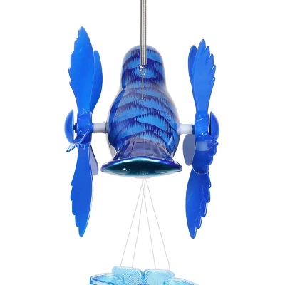 24" Metal Bird Spinning Wings Wind Chime Blue - Exhart - Image 5