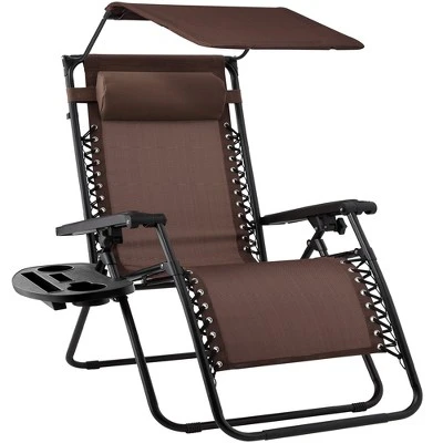 Best Choice Products Folding Zero Gravity Recliner Patio Lounge Chair W/ Canopy Shade, Headrest, Tray - Image 10